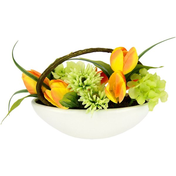 Gestecke Tulpe, Calla, Hortensie, Gerbera, OTTO home, Höhe 16 cm, In Schale, Kunstblume, Seidenblume