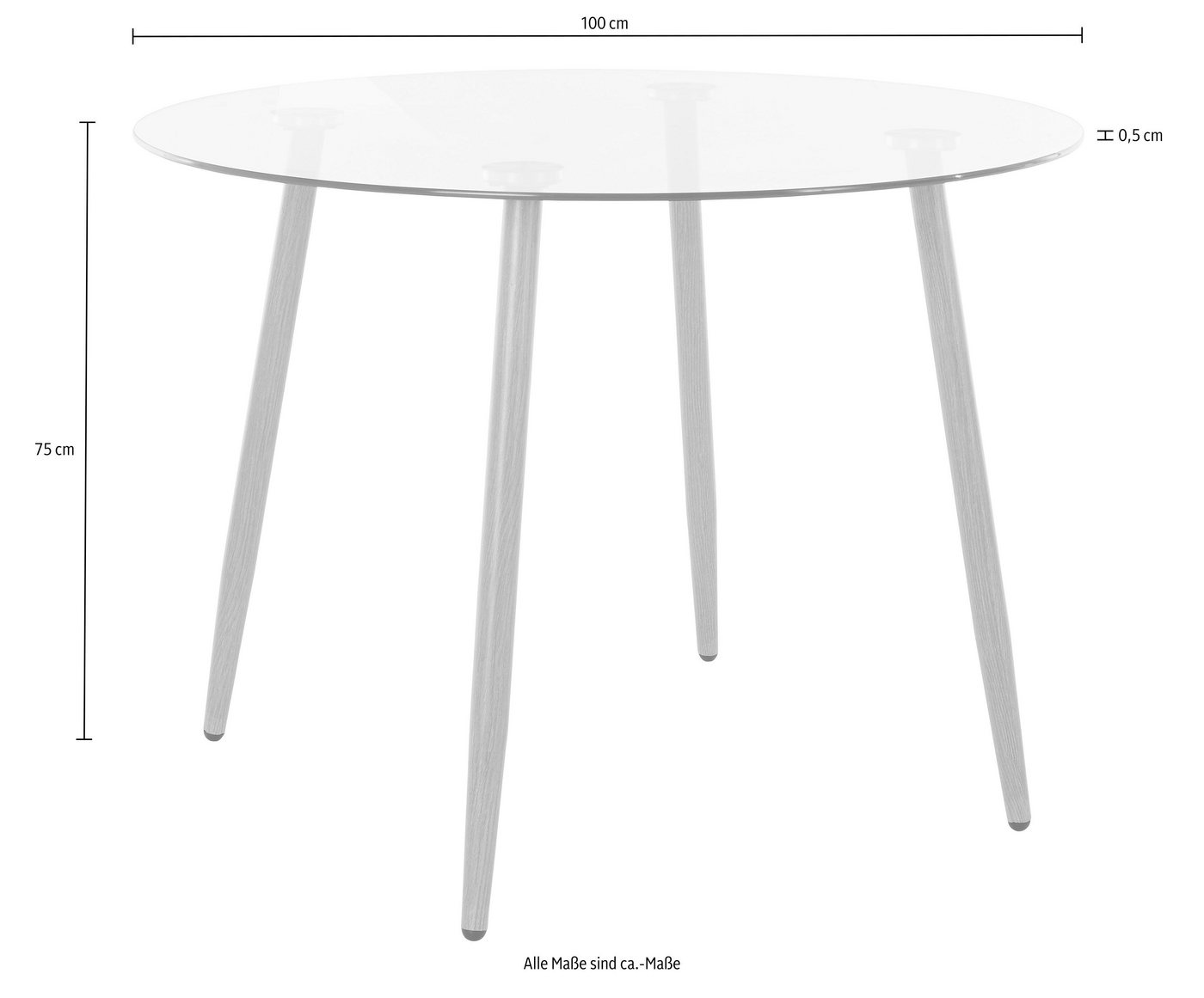 OTTO home Glastisch Miller (Esstisch, Glastisch, OTTOs Choice), runder Esstisch mit einem Ø von 100 cm, verschiedene Größen – Bild 5 von 5