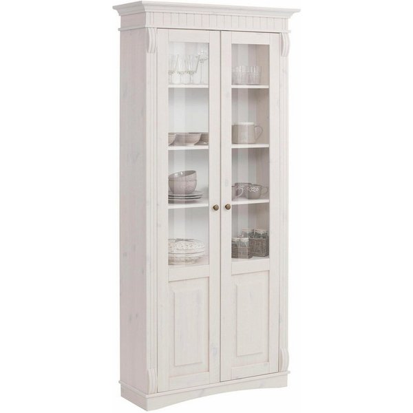 OTTO home Glasvitrine Teresa (Maße (B/T/H): ca. 90/32/193 cm) mit 2 Glastüren, Höhe 193 cm, aus massiver Kiefer, FSC®