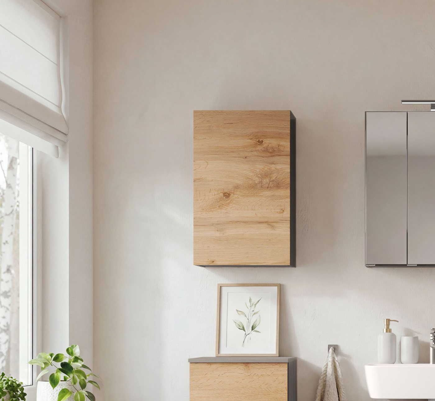 OTTO home Hängeschrank BOZEN, Hängeschrank 40 cm (Badezimmerschrank, Badschrank, Stauraum, Badmöbel, Schrank) Push-to-open-Beschlag, griffloses Design – Bild 2 von 5