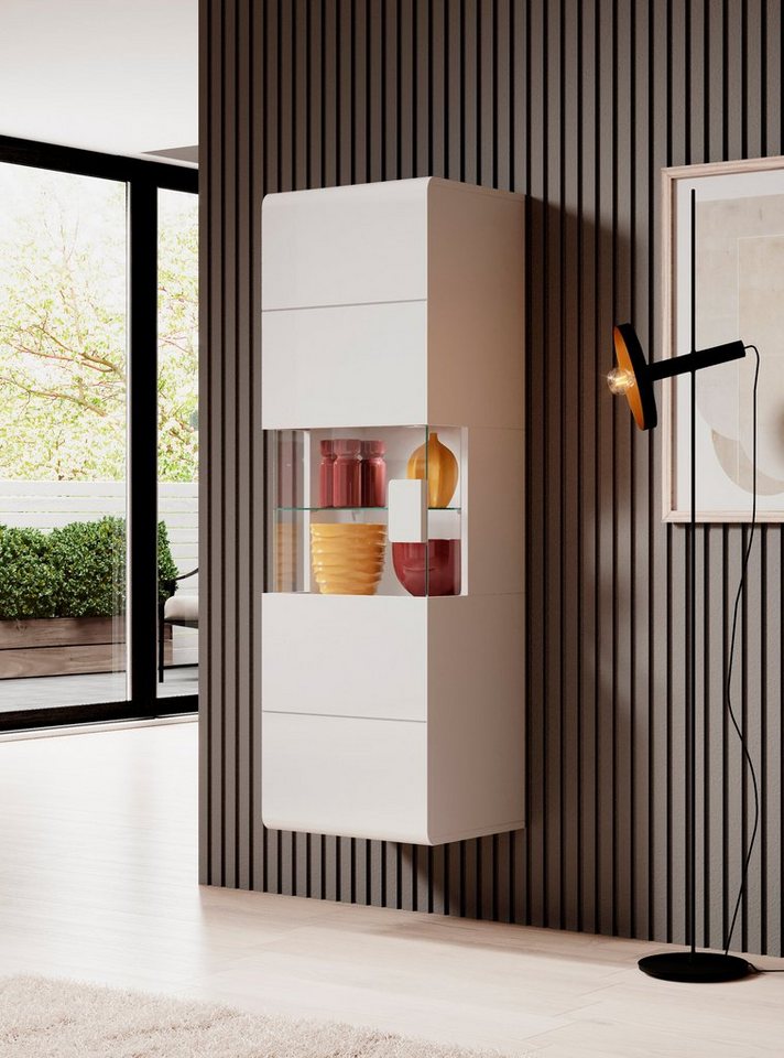 OTTO home Hängevitrine Toledo,Höhe 159 cm trendige Glasvitrine mit dekorative MDF-Front Vitrine mit Glasfront, ohne Beleuchtung, viel Stauraum, hochglanz – Bild 4 von 5