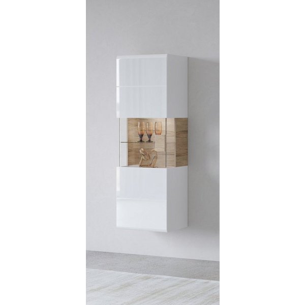 OTTO home Hängevitrine Toledo,Höhe 159 cm trendige Glasvitrine mit dekorative MDF-Front Vitrine mit Glasfront, ohne Beleuchtung, viel Stauraum, hochglanz
