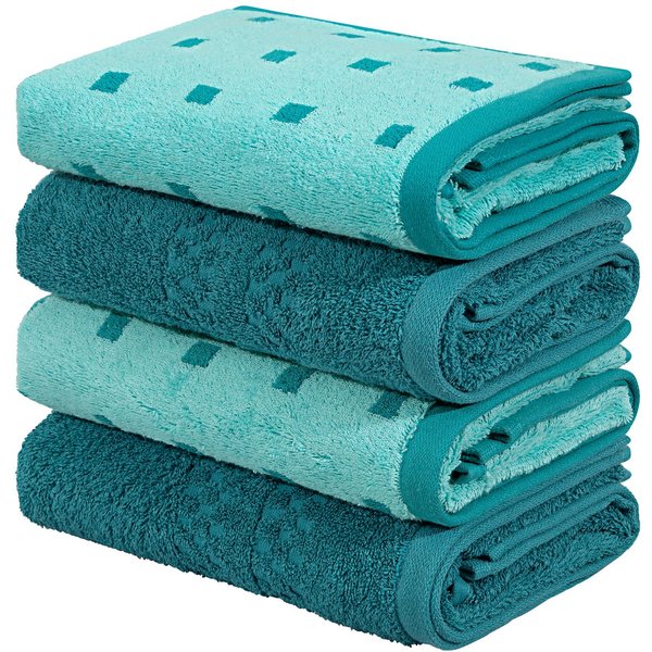 OTTO home Handtuch Regona, Handtücher 50x100cm, als Uni-Set und mit Karomuster, 500gr/m², Frottier (Set, 4-St), Premium Handtücher mit Bordüre, Set, 100% Baumwo