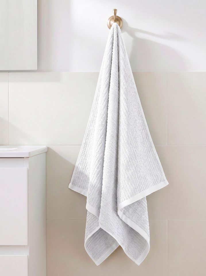 OTTO home Handtuch Riva, 50x100, Premium Handtücher, 500 gr/m², Webfrottier (1-St), Hoch-Tief-Struktur, Streifen, weich, 5 Jahre Garantie – Bild 2 von 5