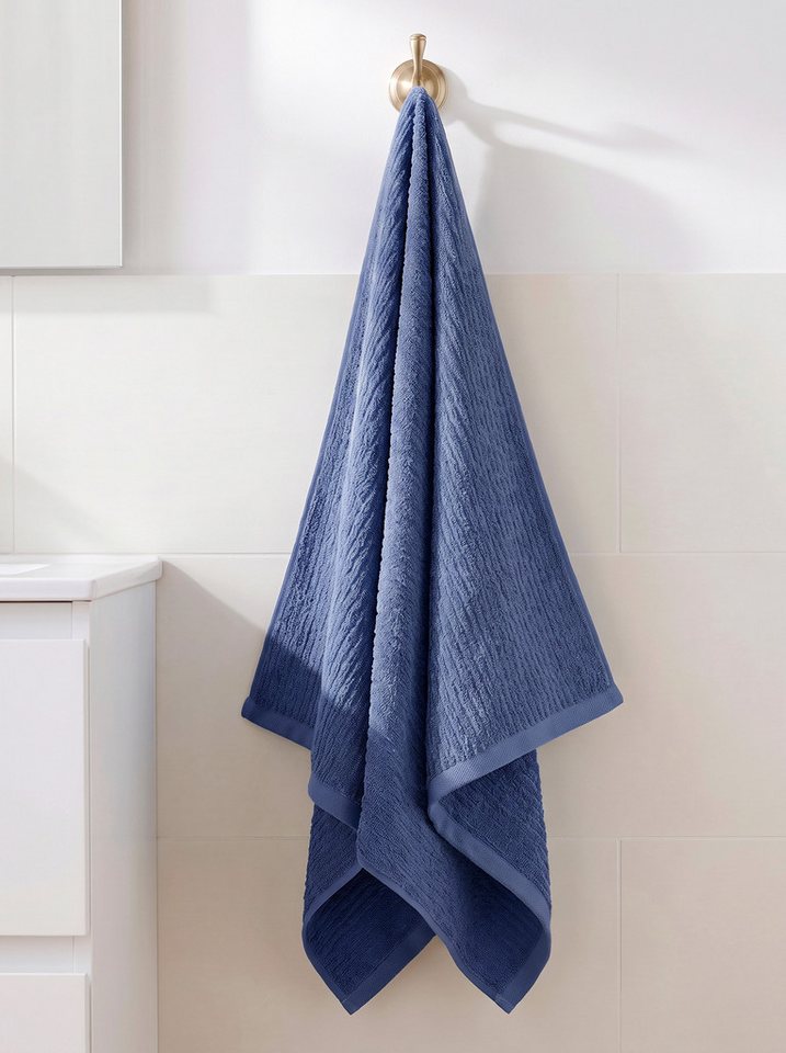 OTTO home Handtuch Riva, 50x100, Premium Handtücher, 500 gr/m², Webfrottier (1-St), Hoch-Tief-Struktur, Streifen, weich, 5 Jahre Garantie – Bild 2 von 5
