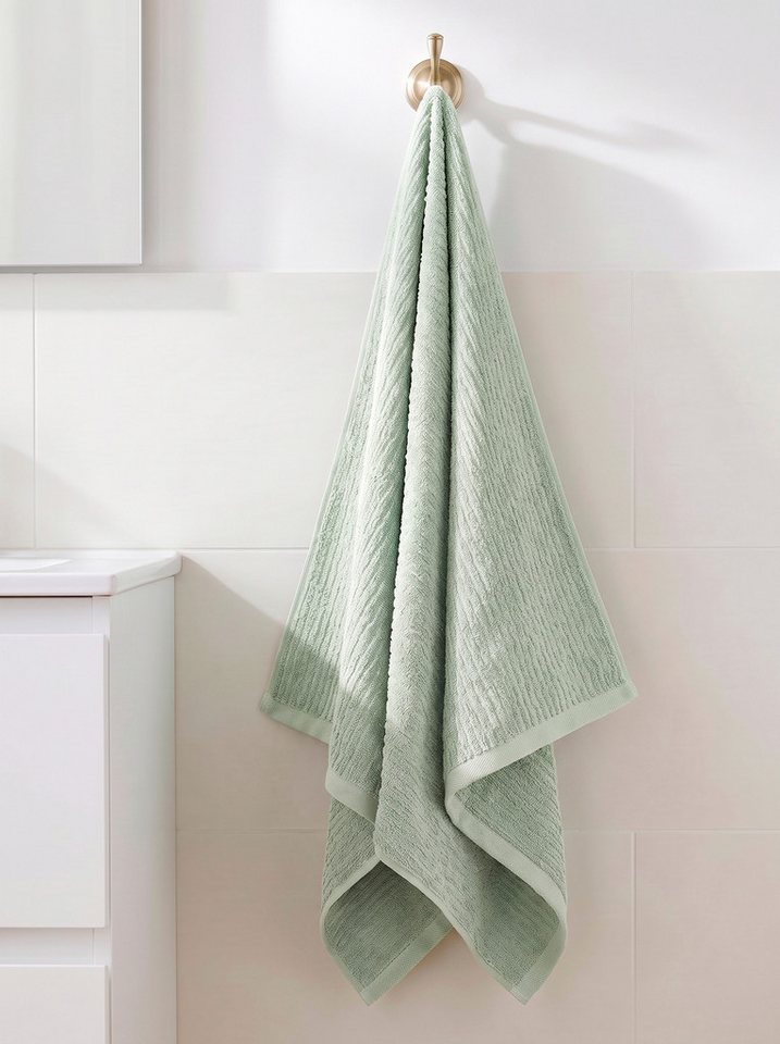 OTTO home Handtuch Riva, 50x100, Premium Handtücher, 500 gr/m², Webfrottier (1-St), Hoch-Tief-Struktur, Streifen, weich, 5 Jahre Garantie – Bild 2 von 5