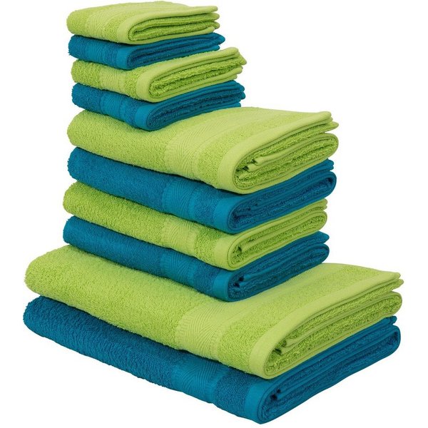 OTTO home Handtuch Set Afri, Duschtücher, Handtücher, Gästetücher, Seiftücher, Walkfrottee (Set, 10-St), zweifarbig, 100% Baumwolle, weich, mit Bordüre