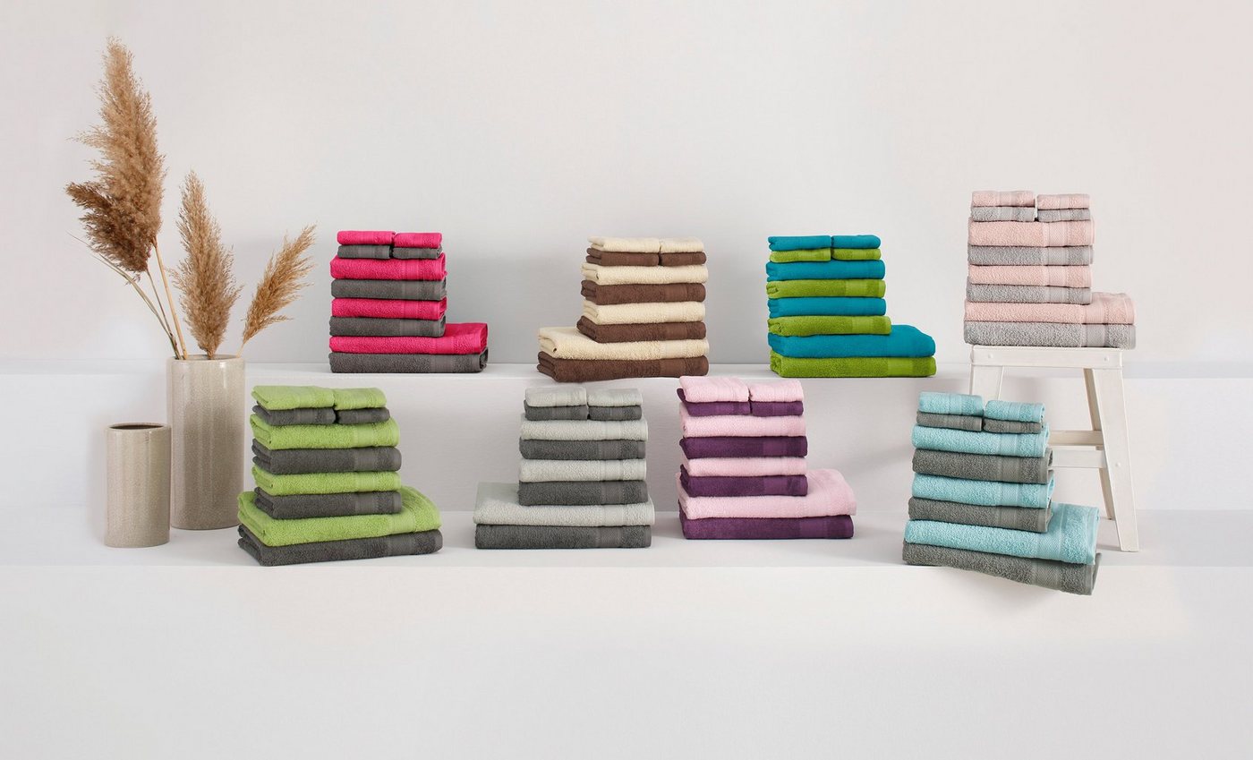 OTTO home Handtuch Set Afri, Duschtücher, Handtücher, Gästetücher, Seiftücher, Walkfrottee (Set, 10-St), zweifarbig, 100% Baumwolle, weich, mit Bordüre – Bild 5 von 5