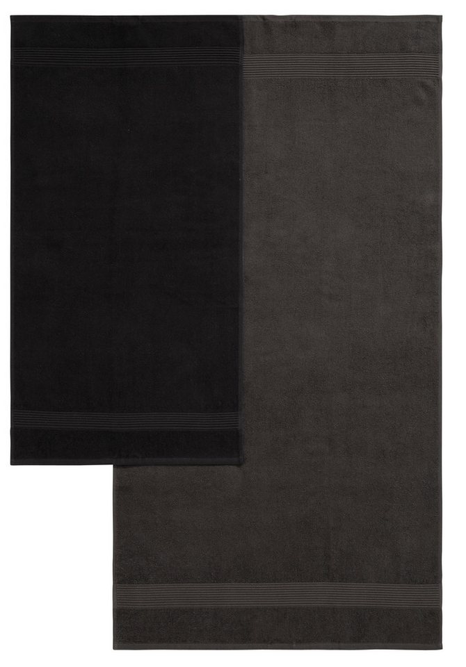 OTTO home Handtuch Set Anna, 2 Duschtücher 70x140, 4 Handtücher 50x100, Walkfrottee (Set, 6-St), Handtuch-Set, gestreifte Bordüre, weich, 100% Baumwolle, zweifa – Bild 3 von 5