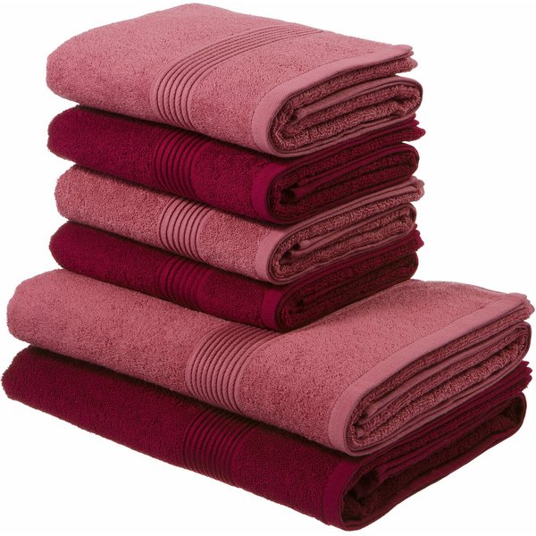 OTTO home Handtuch Set Anna, 2 Duschtücher 70x140, 4 Handtücher 50x100, Walkfrottee (Set, 6-St), Handtuch-Set, gestreifte Bordüre, weich, 100% Baumwolle, zweifa