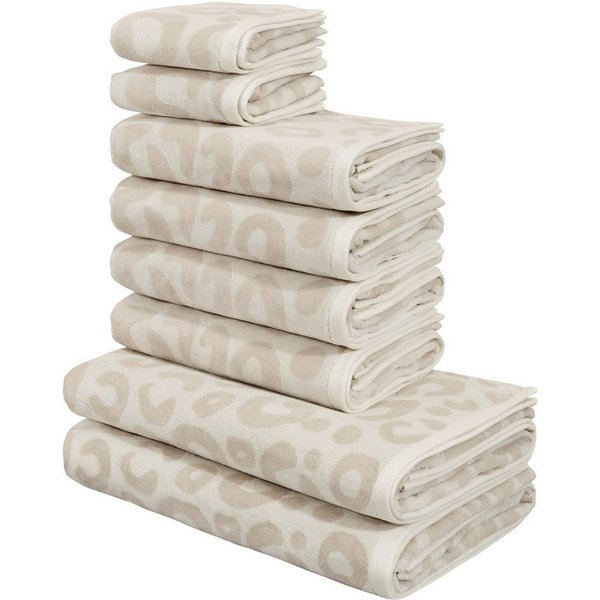 OTTO home Handtuch Set Anna Leopardenmuster, 8-tlg Handtuch-Set, 100% Baumwolle, Frottiervelours (Set, 8-St), Duschtücher, Handtücher und Gästetücher, weich, mo