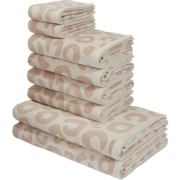 OTTO home Handtuch Set Anna Leopardenmuster, 8-tlg Handtuch-Set, 100% Baumwolle, Frottiervelours (Set, 8-St), Duschtücher, Handtücher und Gästetücher, weich, mo