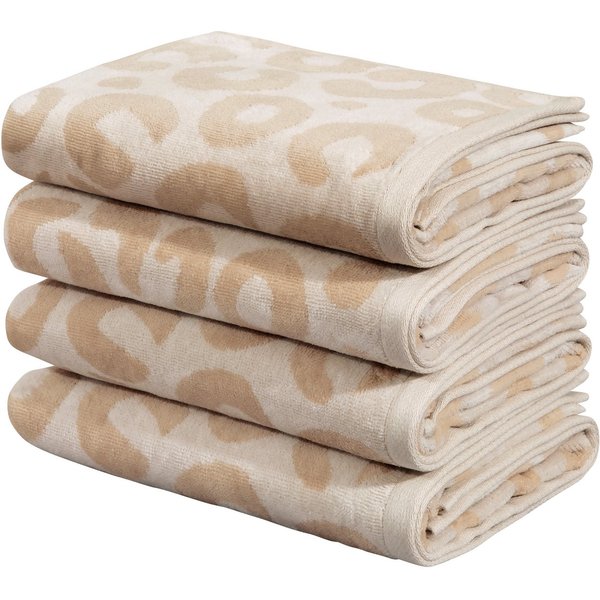 OTTO home Handtuch Set Anna Leopardenmuster, 4-tlg Handtuch-Set, 50x100cm, 100% Baumwolle, Frottiervelours (Set, 4-St), Handtücher, weich, saugstark, modern, Le