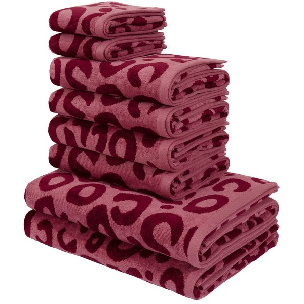 OTTO home Handtuch Set Anna Leopardenmuster, 8-tlg Handtuch-Set, 100% Baumwolle, Frottiervelours (Set, 8-St), Duschtücher, Handtücher und Gästetücher, weich, mo