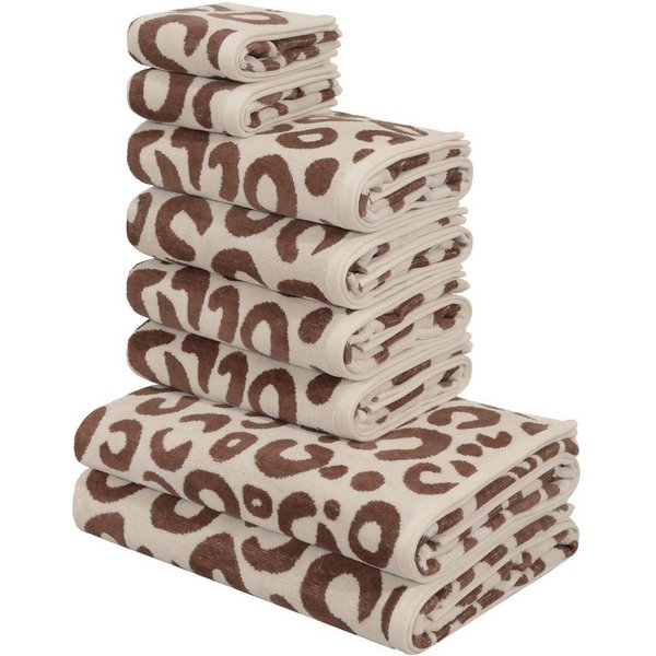 OTTO home Handtuch Set Anna Leopardenmuster, 8-tlg Handtuch-Set, 100% Baumwolle, Frottiervelours (Set, 8-St), Duschtücher, Handtücher und Gästetücher, weich, mo