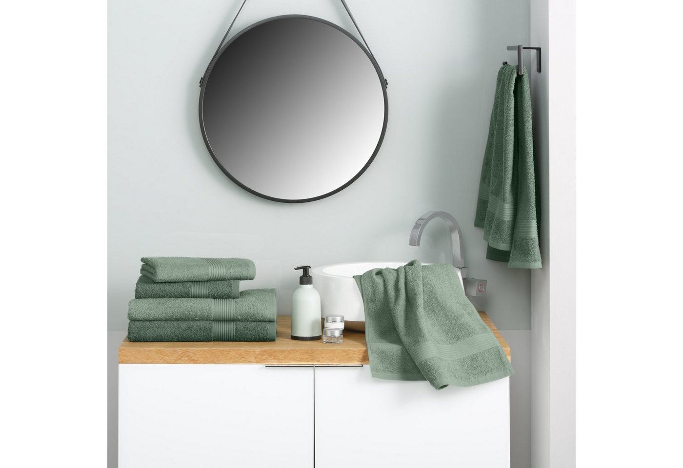 OTTO home Handtuch Set Anna, 2 Duschtücher 70x140, 4 Handtücher 50x100, Walkfrottee (Set, 6-St), Handtuch-Set, gestreifte Bordüre, weich, 100% Baumwolle, zweifa – Bild 2 von 5