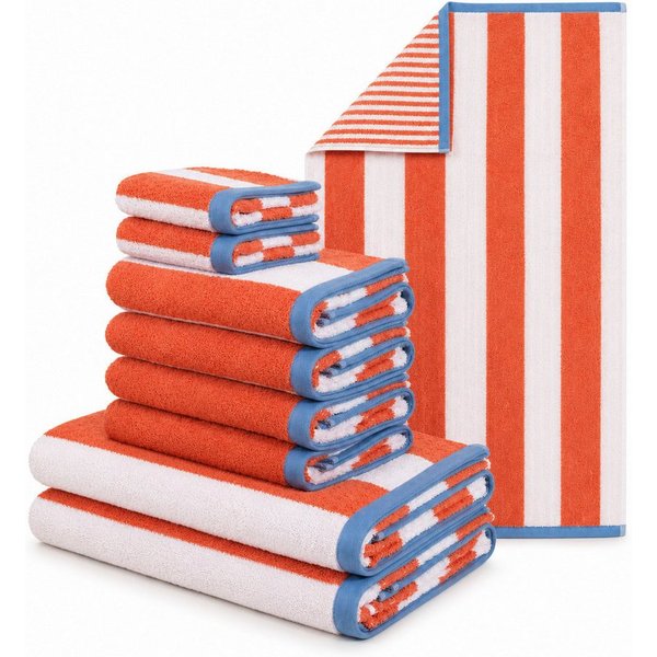 OTTO home Handtuch Set Elenna, Handtücher, 100% Baumwolle, 500 gr/m², 8-tlg., Frottier (Set, 8-St), Duschtücher, Handtücher, Gästehandtücher, modern, Streifen