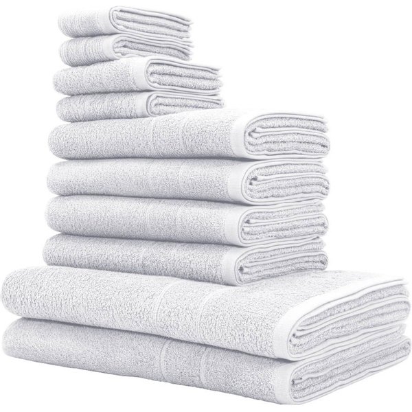 OTTO home Handtuch Set Inga, 3 Qualitäten, Duschtücher, Handtücher, Gästetücher, Seiftücher, Walkfrottier (10-St), Handtücher mit feiner Bordüre, 100% Baumwolle