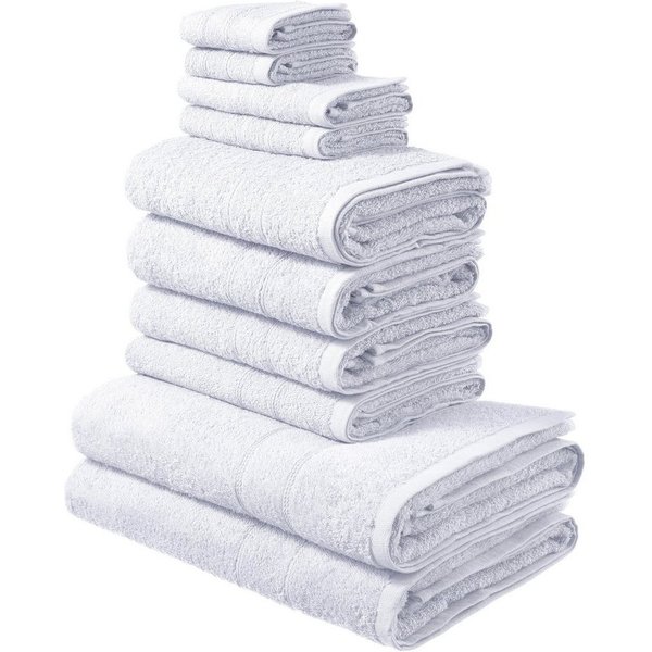 OTTO home Handtuch Set Inga, 3 Qualitäten, Duschtücher, Handtücher, Gästetücher, Seiftücher, Walkfrottier (10-St), Handtücher mit feiner Bordüre, 100% Baumwolle