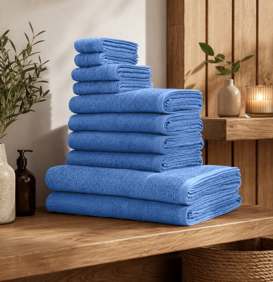 OTTO home Handtuch Set Inga, 3 Qualitäten, Duschtücher, Handtücher, Gästetücher, Seiftücher, Walkfrottier (10-St), Handtücher mit feiner Bordüre, 100% Baumwolle – Bild 2 von 5