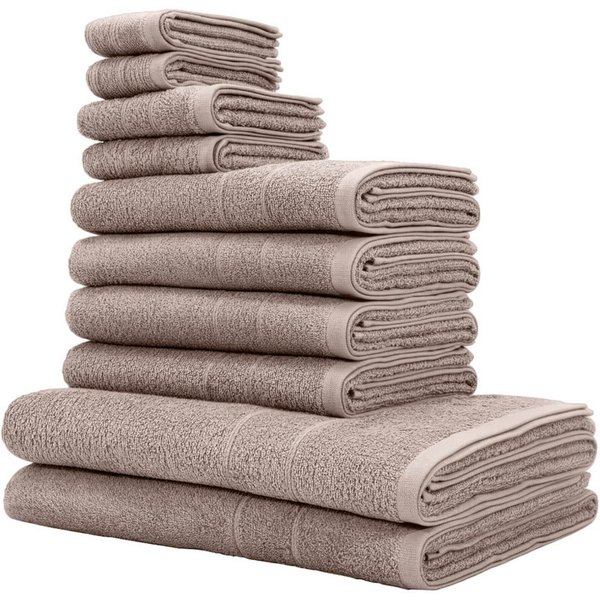 OTTO home Handtuch Set Inga, 3 Qualitäten, Duschtücher, Handtücher, Gästetücher, Seiftücher, Walkfrottier (10-St), Handtücher mit feiner Bordüre, 100% Baumwolle