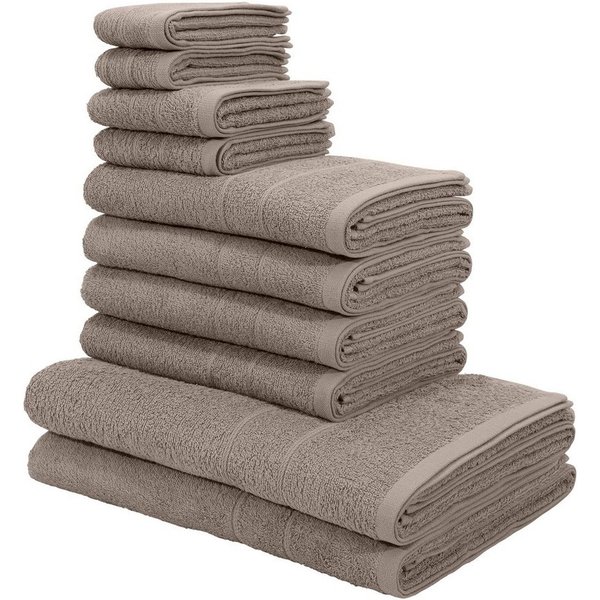 OTTO home Handtuch Set Inga, 3 Qualitäten, Duschtücher, Handtücher, Gästetücher, Seiftücher, Walkfrottier (10-St), Handtücher mit feiner Bordüre, 100% Baumwolle