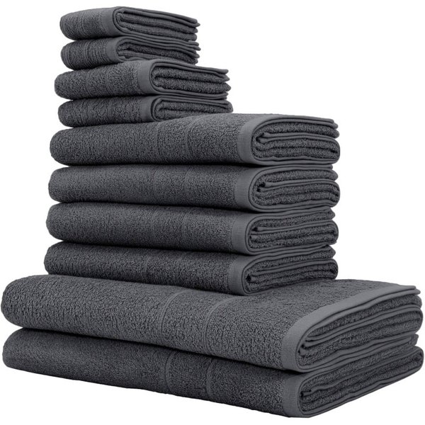 OTTO home Handtuch Set Inga, 3 Qualitäten, Duschtücher, Handtücher, Gästetücher, Seiftücher, Walkfrottier (10-St), Handtücher mit feiner Bordüre, 100% Baumwolle