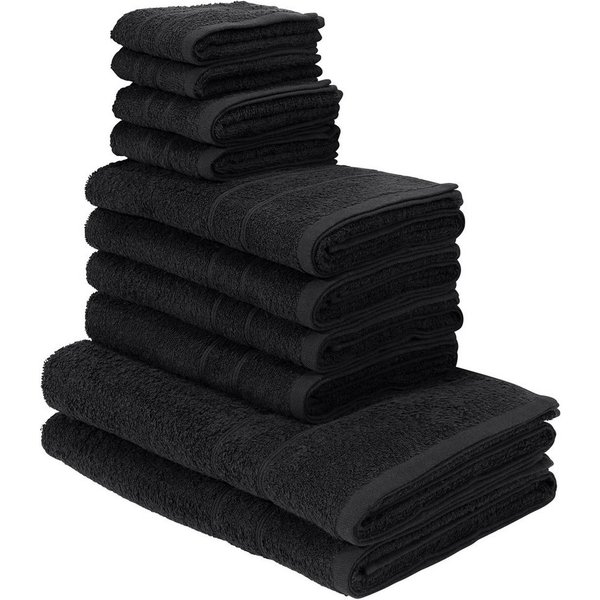 OTTO home Handtuch Set Inga, 3 Qualitäten, Duschtücher, Handtücher, Gästetücher, Seiftücher, Walkfrottier (10-St), Handtücher mit feiner Bordüre, 100% Baumwolle