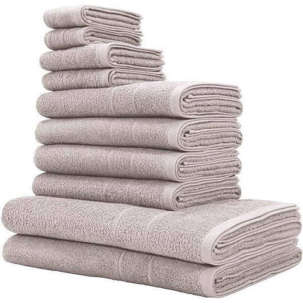 OTTO home Handtuch Set Inga, 3 Qualitäten, Duschtücher, Handtücher, Gästetücher, Seiftücher, Walkfrottier (10-St), Handtücher mit feiner Bordüre, 100% Baumwolle