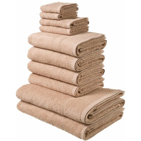 OTTO home Handtuch Set Inga, 3 Qualitäten, Duschtücher, Handtücher, Gästetücher, Seiftücher, Walkfrottier (10-St), Handtücher mit feiner Bordüre, 100% Baumwolle