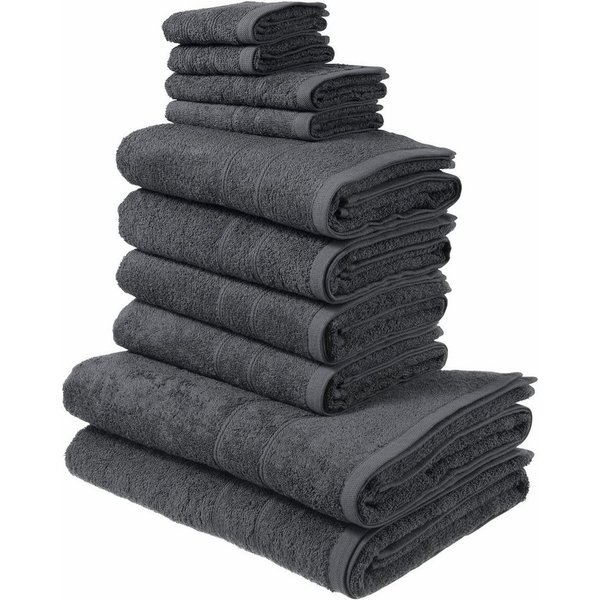 OTTO home Handtuch Set Inga, 3 Qualitäten, Duschtücher, Handtücher, Gästetücher, Seiftücher, Walkfrottier (10-St), Handtücher mit feiner Bordüre, 100% Baumwolle