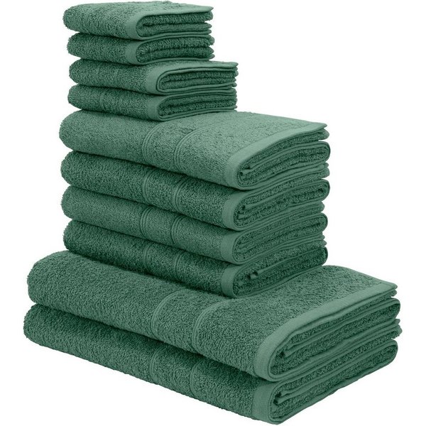 OTTO home Handtuch Set Inga, 3 Qualitäten, Duschtücher, Handtücher, Gästetücher, Seiftücher, Walkfrottier (10-St), Handtücher mit feiner Bordüre, 100% Baumwolle