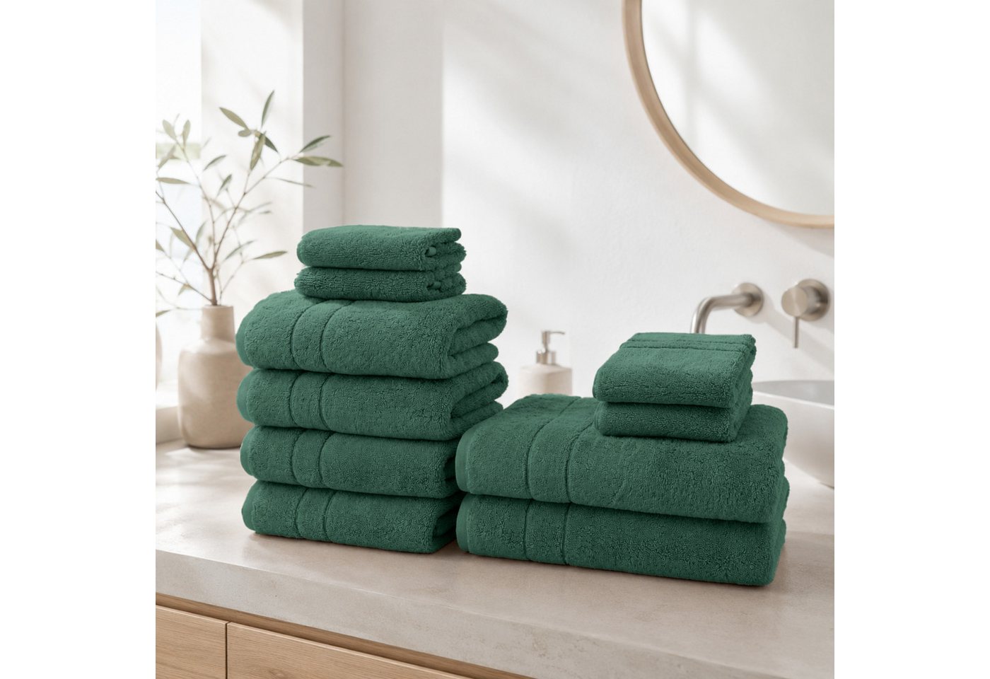 OTTO home Handtuch Set Inga, 3 Qualitäten, Duschtücher, Handtücher, Gästetücher, Seiftücher, Walkfrottier (10-St), Handtücher mit feiner Bordüre, 100% Baumwolle – Bild 2 von 5
