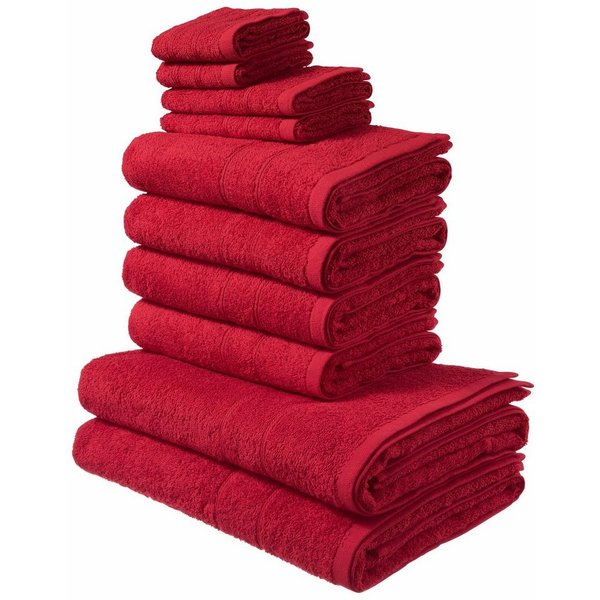 OTTO home Handtuch Set Inga, 3 Qualitäten, Duschtücher, Handtücher, Gästetücher, Seiftücher, Walkfrottier (10-St), Handtücher mit feiner Bordüre, 100% Baumwolle