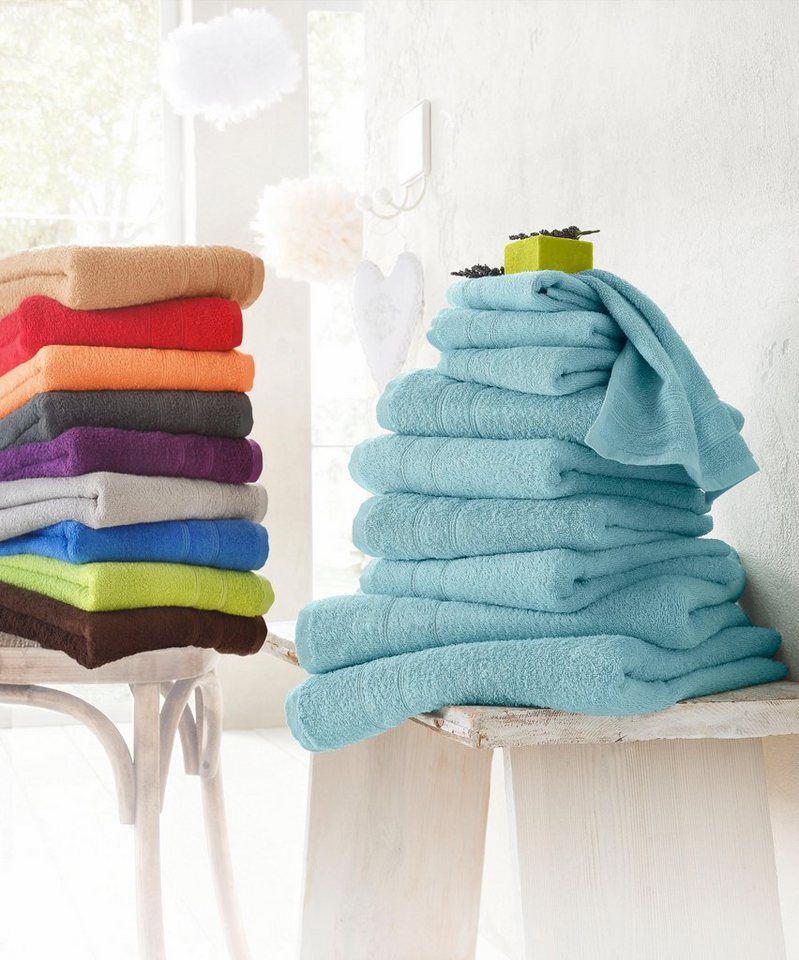 OTTO home Handtuch Set Inga, 3 Qualitäten, Duschtücher, Handtücher, Gästetücher, Seiftücher, Walkfrottier (10-St), Handtücher mit feiner Bordüre, 100% Baumwolle – Bild 5 von 5
