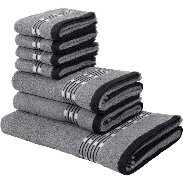 OTTO home Handtuch Set Jonnie, Walkfrottee (Set, 7-St), Handtücher aus 100% Baumwolle, Handtuchset mit gemusterter Bordüre