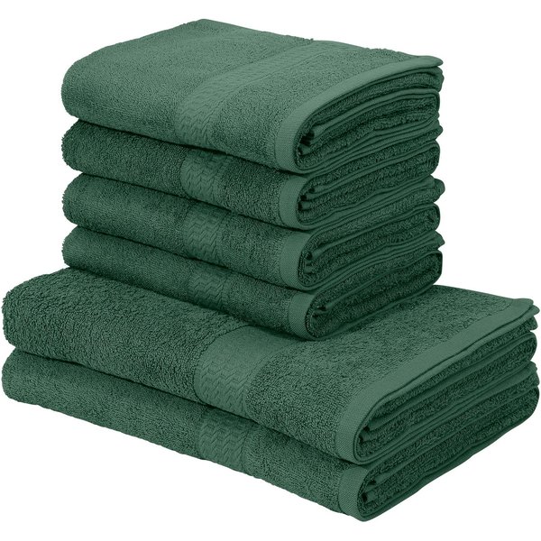 OTTO home Handtuch Set Juna, 6-tlg., 2 Duschtücher (70x140) 4 Handtücher (50x100), Walkfrottee (6-St), 100% Baumwolle, Handtuch-Set mit Bordüre, Uni-Farben, wei