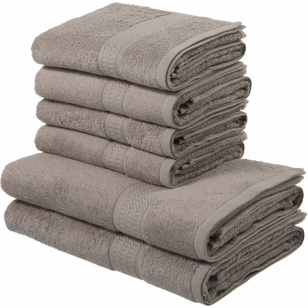 OTTO home Handtuch Set Juna, 6-tlg., 2 Duschtücher (70x140) 4 Handtücher (50x100), Walkfrottee (6-St), 100% Baumwolle, Handtuch-Set mit Bordüre, Uni-Farben, wei