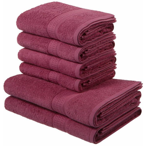 OTTO home Handtuch Set Juna, 6-tlg., 2 Duschtücher (70x140) 4 Handtücher (50x100), Walkfrottee (6-St), 100% Baumwolle, Handtuch-Set mit Bordüre, Uni-Farben, wei