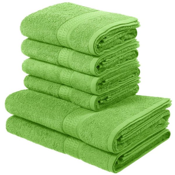 OTTO home Handtuch Set Juna, 6-tlg., 2 Duschtücher (70x140) 4 Handtücher (50x100), Walkfrottee (6-St), 100% Baumwolle, Handtuch-Set mit Bordüre, Uni-Farben, wei