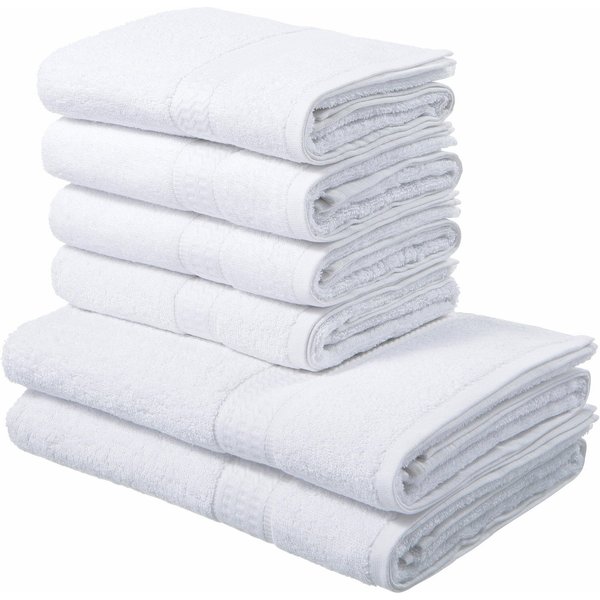 OTTO home Handtuch Set Juna, 6-tlg., 2 Duschtücher (70x140) 4 Handtücher (50x100), Walkfrottee (6-St), 100% Baumwolle, Handtuch-Set mit Bordüre, Uni-Farben, wei