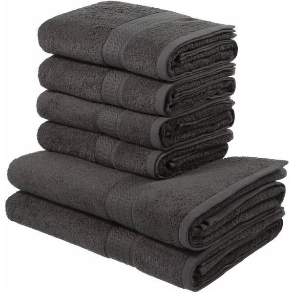 OTTO home Handtuch Set Juna, 6-tlg., 2 Duschtücher (70x140) 4 Handtücher (50x100), Walkfrottee (6-St), 100% Baumwolle, Handtuch-Set mit Bordüre, Uni-Farben, wei