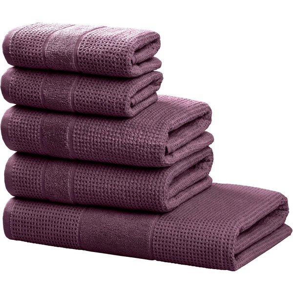 OTTO home Handtuch Set Kimi, Duschtuch, Handtücher und Gästetücher, Walkfrottee (Set, 5-St), 100% Baumwolle, einfarbig, weich, mit Bordüre, besondere Struktur