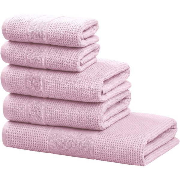 OTTO home Handtuch Set Kimi, Duschtuch, Handtücher und Gästetücher, Walkfrottee (Set, 5-St), 100% Baumwolle, einfarbig, weich, mit Bordüre, besondere Struktur