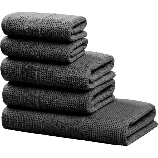 OTTO home Handtuch Set Kimi, Duschtuch, Handtücher und Gästetücher, Walkfrottee (Set, 5-St), 100% Baumwolle, einfarbig, weich, mit Bordüre, besondere Struktur