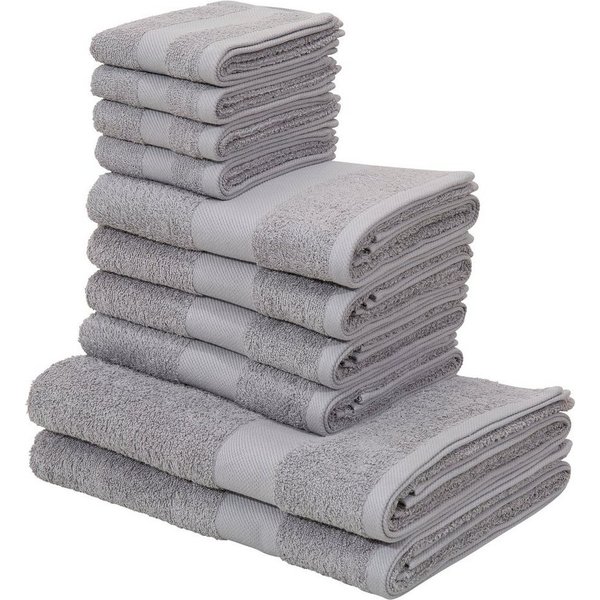 OTTO home Handtuch Set Melli, 2 Duschtücher 70x140, 4 Handtücher 50x100, 4 Gästetücher 30x50, Walkfrottee (Set, 10-St), Handtuchset in dezenten Farben mit Bordü
