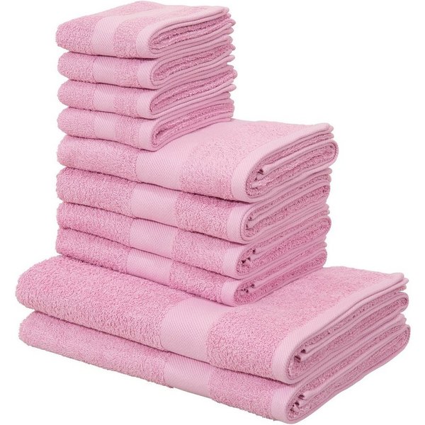 OTTO home Handtuch Set Melli, 2 Duschtücher 70x140, 4 Handtücher 50x100, 4 Gästetücher 30x50, Walkfrottee (Set, 10-St), Handtuchset in dezenten Farben mit Bordü
