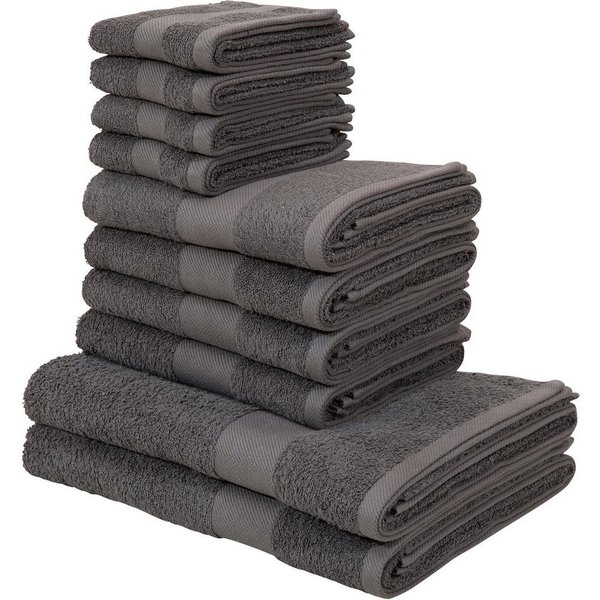 OTTO home Handtuch Set Melli, 2 Duschtücher 70x140, 4 Handtücher 50x100, 4 Gästetücher 30x50, Walkfrottee (Set, 10-St), Handtuchset in dezenten Farben mit Bordü