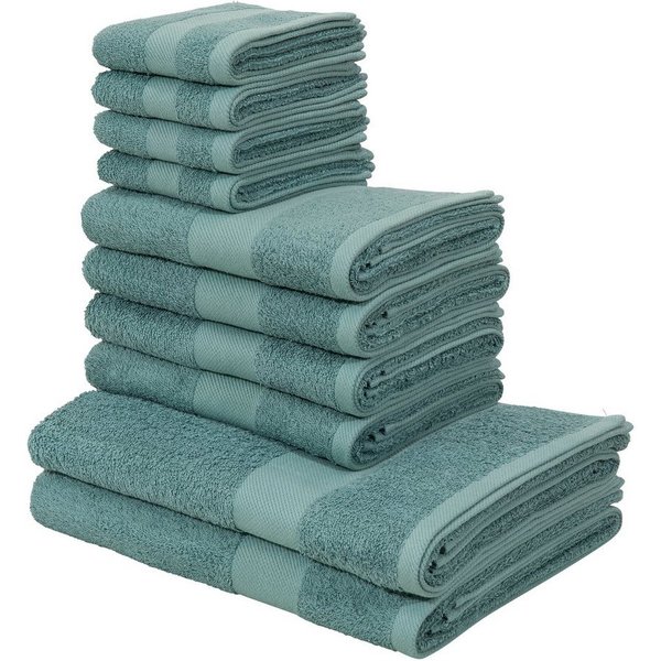OTTO home Handtuch Set Melli, 2 Duschtücher 70x140, 4 Handtücher 50x100, 4 Gästetücher 30x50, Walkfrottee (Set, 10-St), Handtuchset in dezenten Farben mit Bordü
