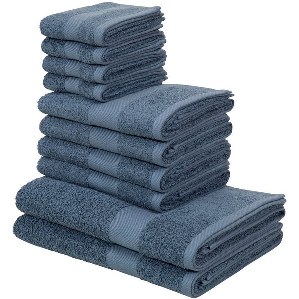 OTTO home Handtuch Set Melli, 2 Duschtücher 70x140, 4 Handtücher 50x100, 4 Gästetücher 30x50, Walkfrottee (Set, 10-St), Handtuchset in dezenten Farben mit Bordü